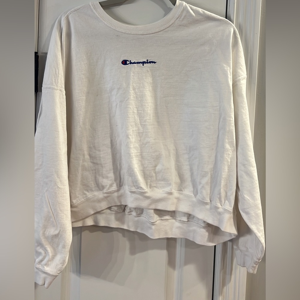 White Champions cropped thick t-shirt size large